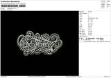 Typography Embroidery File 6 sizes