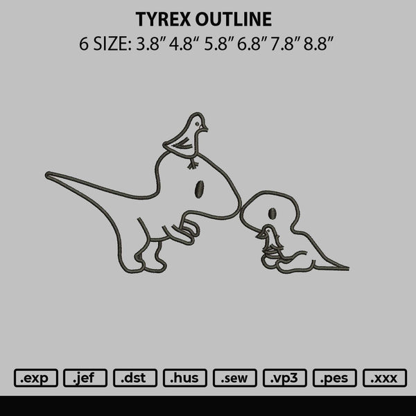 Tyrex Outline Embroidery File 6 sizes