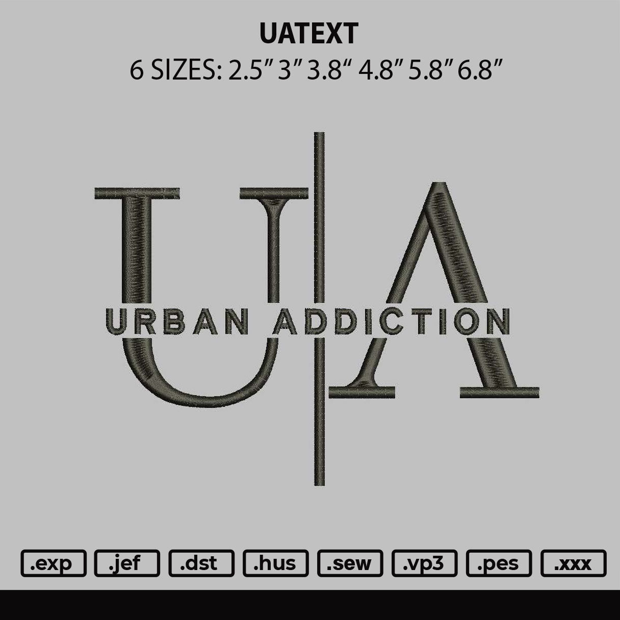 Uatext Embroidery File 6 sizes
