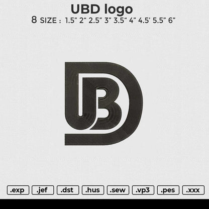 UBD logo Embroidery File&nbsp;6 size