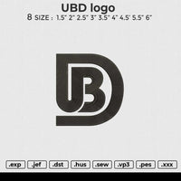 UBD logo Embroidery File&nbsp;6 size