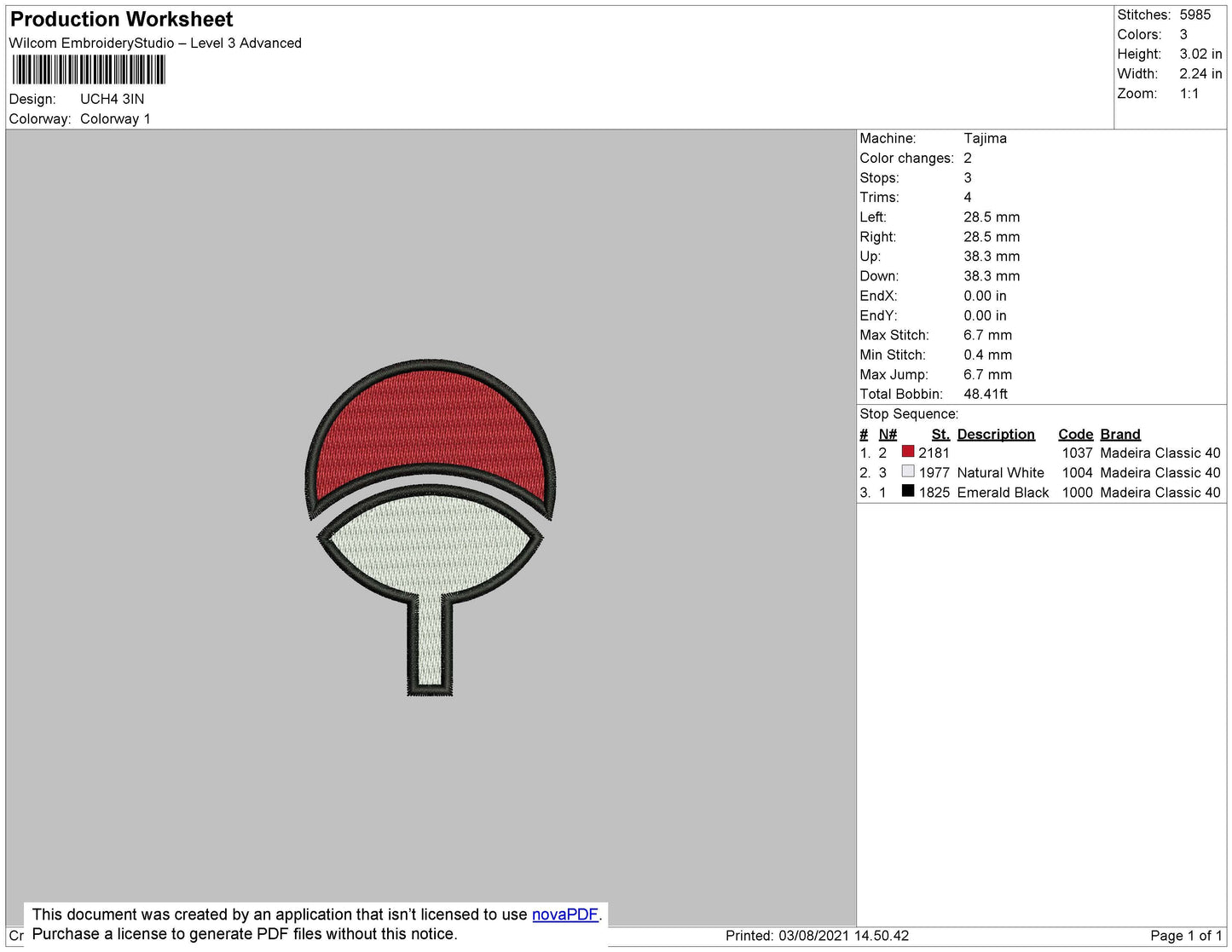 Uciha Logo Embroidery File 4 size