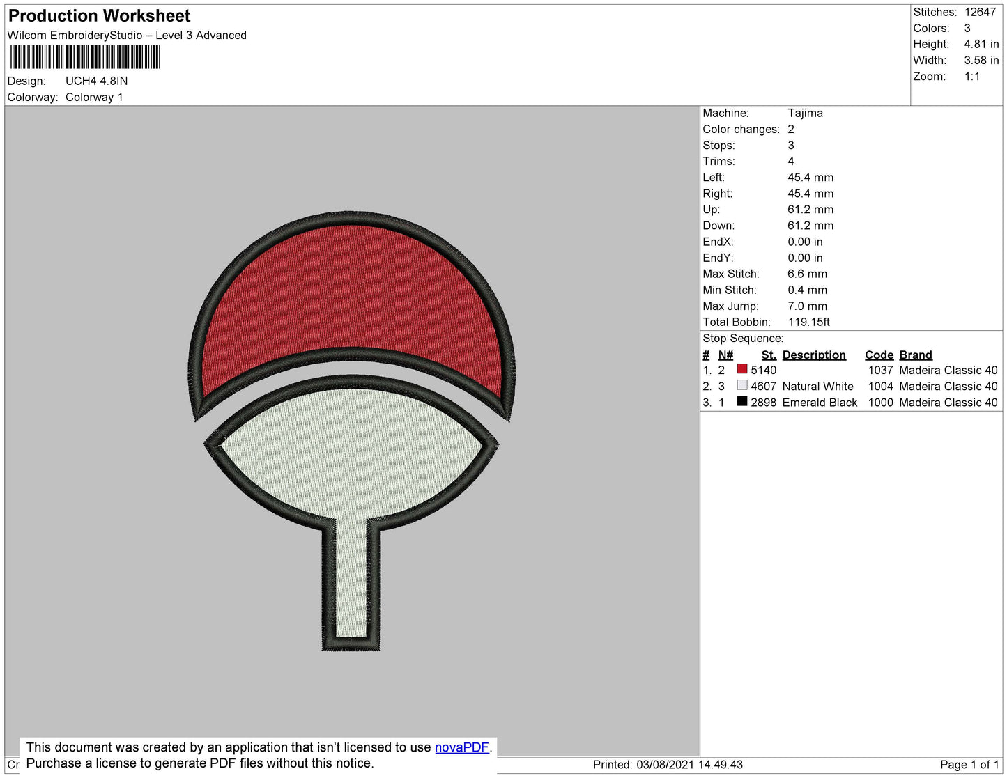Uciha Logo Embroidery File 4 size