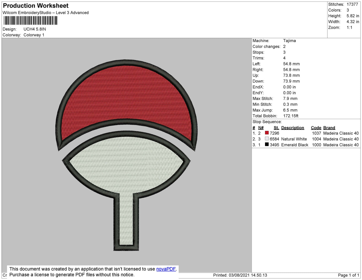 Uciha Logo Embroidery File 4 size