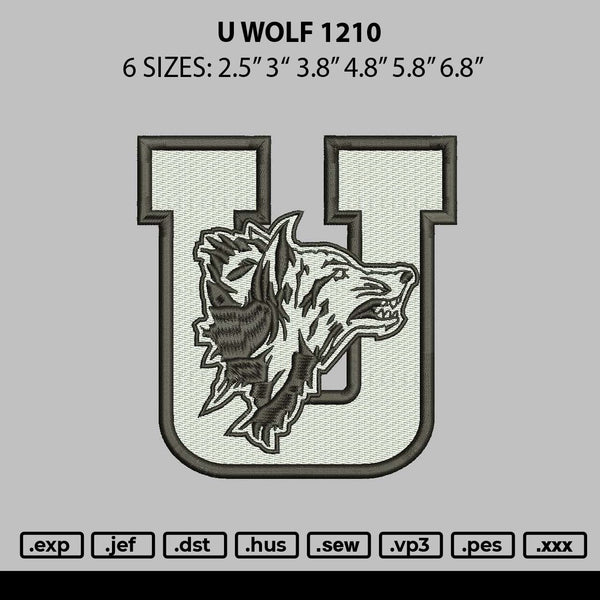 U Wolf 1210 Embroidery File 6 sizes