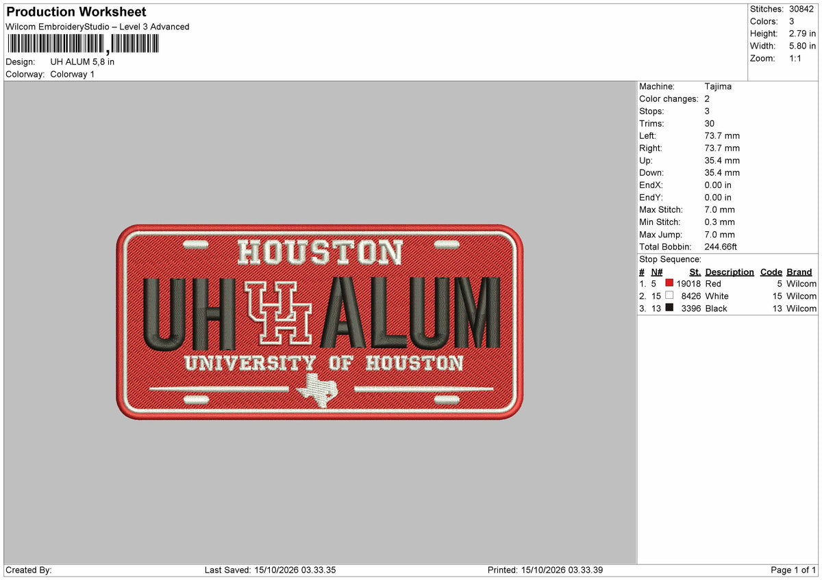 Alum Text Embroidery Machine Design File 6 sizes