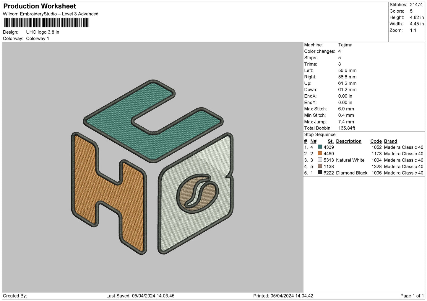 Uhosquare Embroidery File 6 sizes