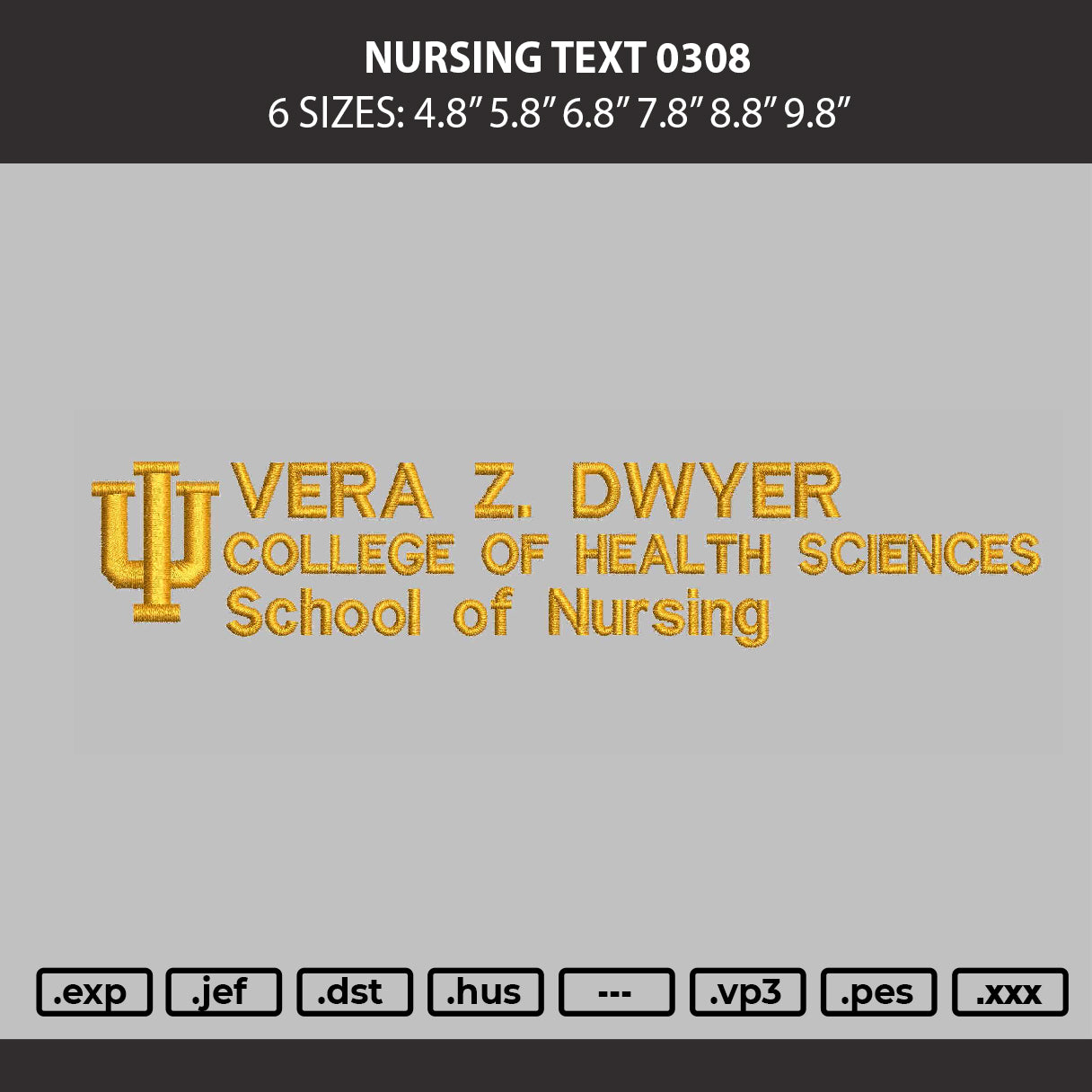 Nursing Text 0308 Embroidery Machine Design File 6 sizes