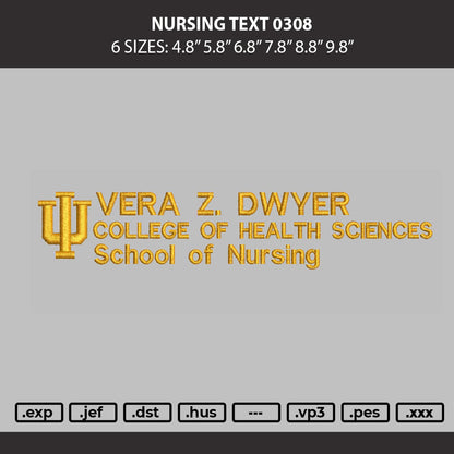 Nursing Text 0308 Embroidery Machine Design File 6 sizes