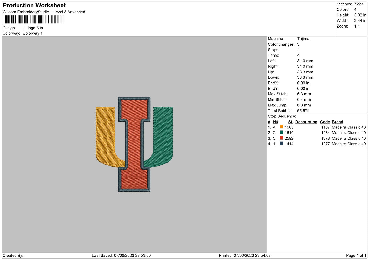 Ui Logo Embroidery File 6 sizes