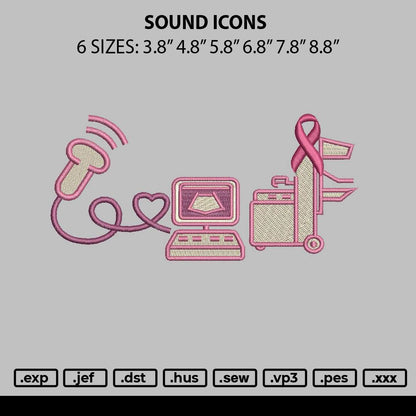 Sound Icons Embroidery File 6 sizes