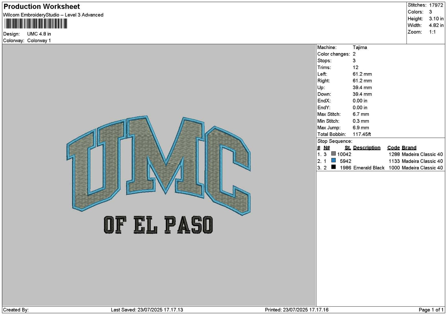 Umctext 2307 Embroidery File 6 sizes