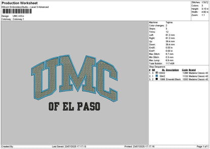 Umctext 2307 Embroidery File 6 sizes