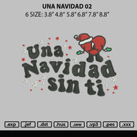 Una Navidad 02 Embroidery File 6 sizes