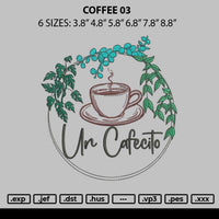 Coffee 03 Embroidery File 6 sizes