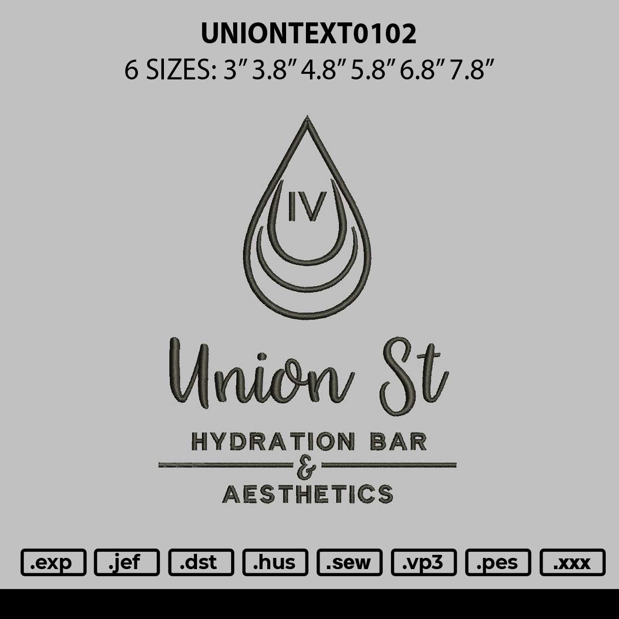 Uniontext 0102 Embroidery File 6 sizes