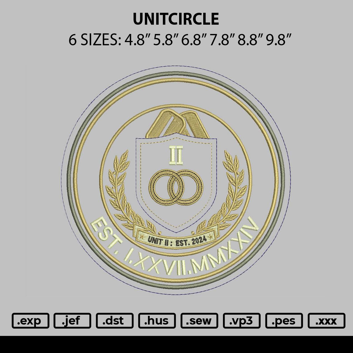 Unitcircle Embroidery File 6 sizes
