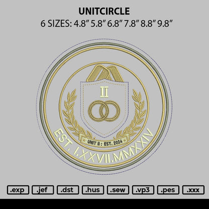 Unitcircle Embroidery File 6 sizes