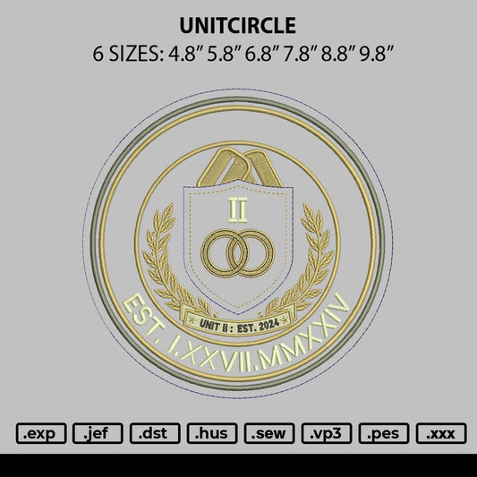 Unitcircle Embroidery File 6 sizes