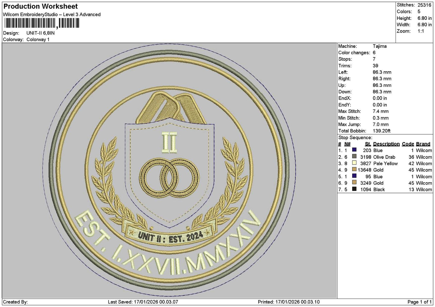 Unitcircle Embroidery File 6 sizes