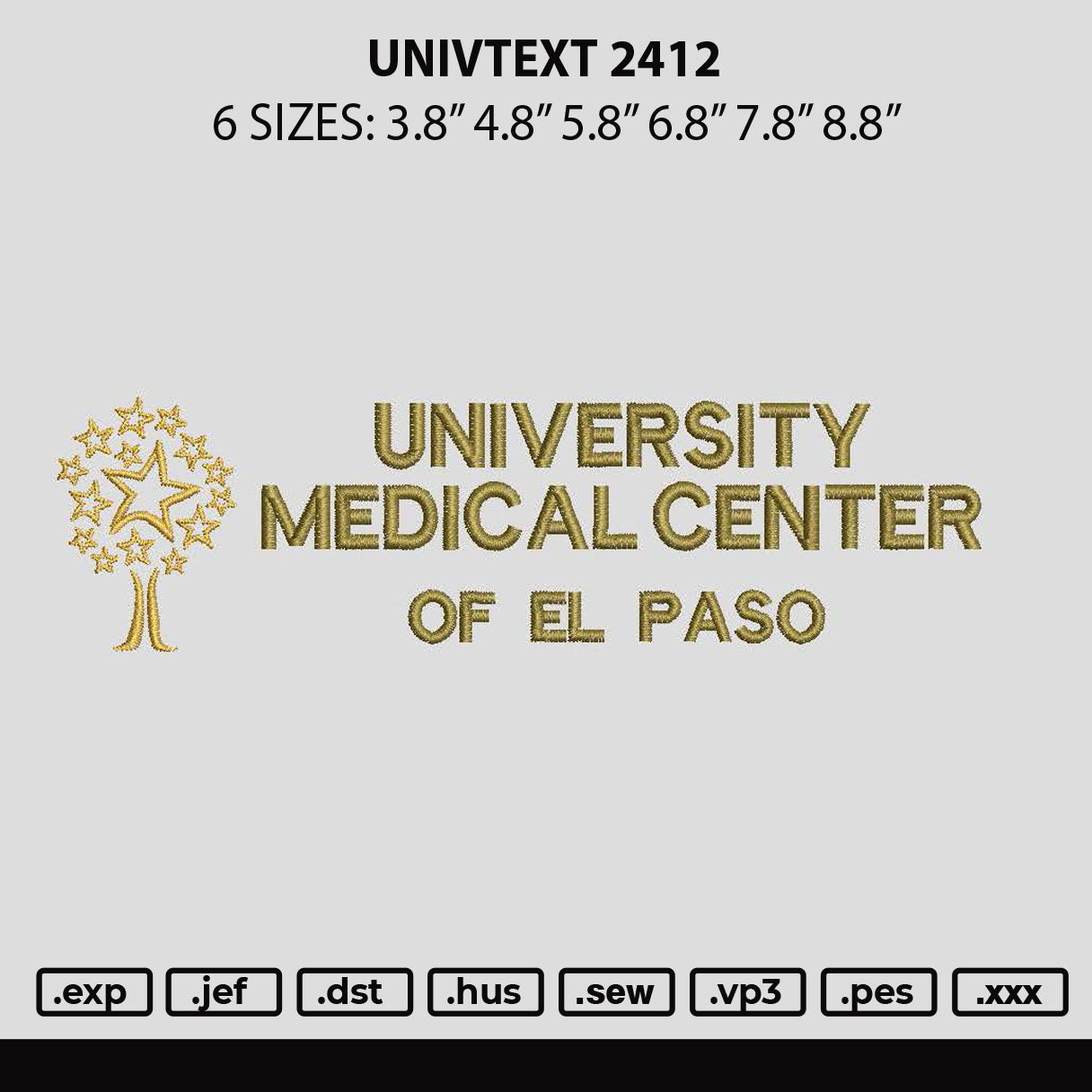 Univtext 2412 Embroidery File 6 sizes