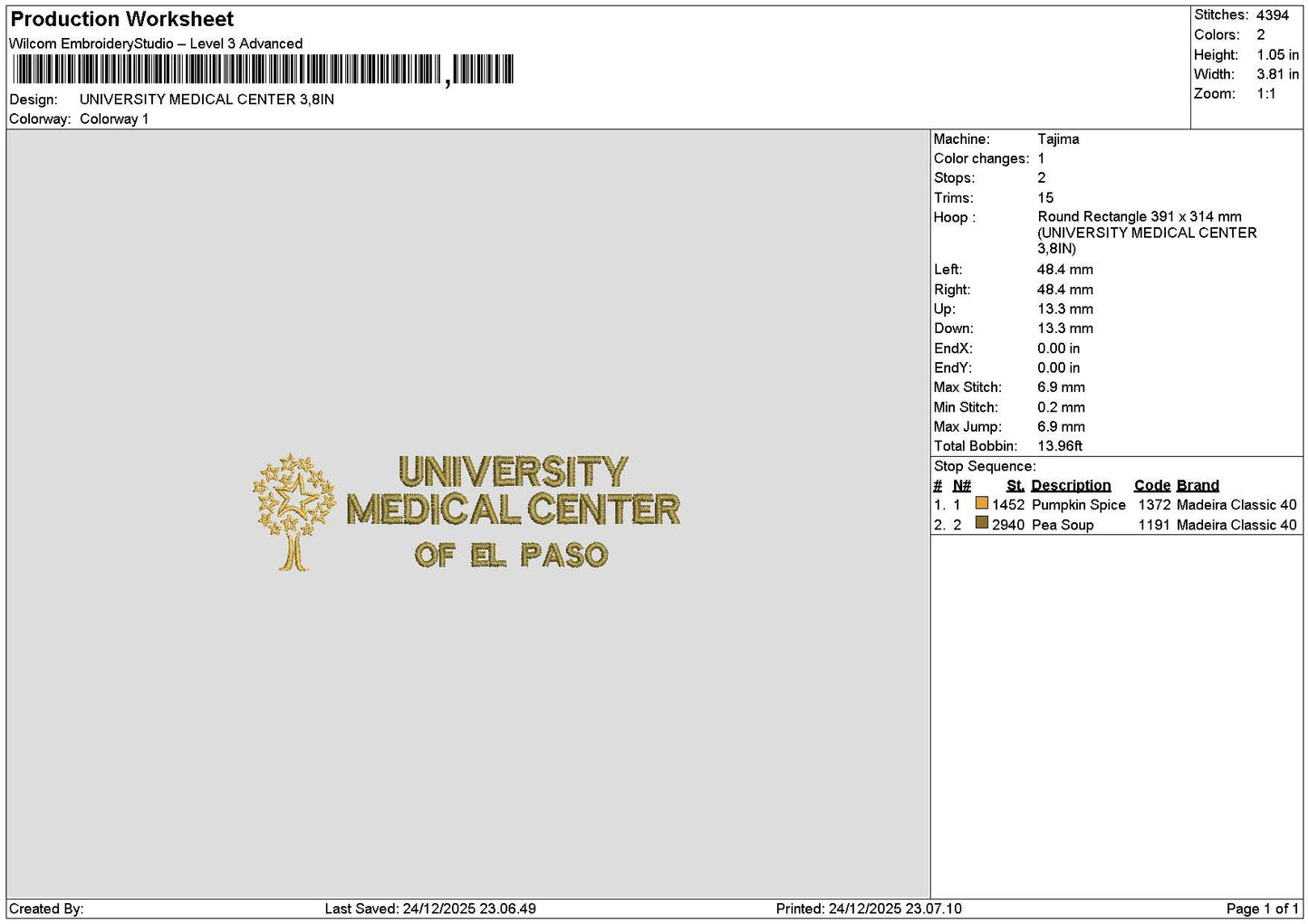 Univtext 2412 Embroidery File 6 sizes