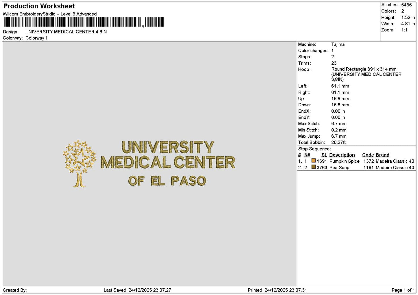 Univtext 2412 Embroidery File 6 sizes