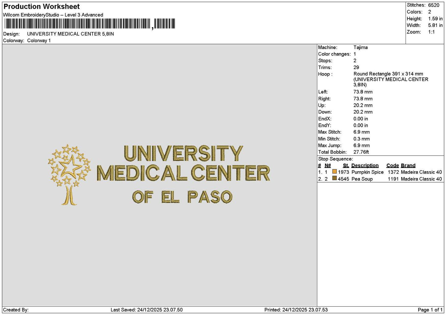 Univtext 2412 Embroidery File 6 sizes