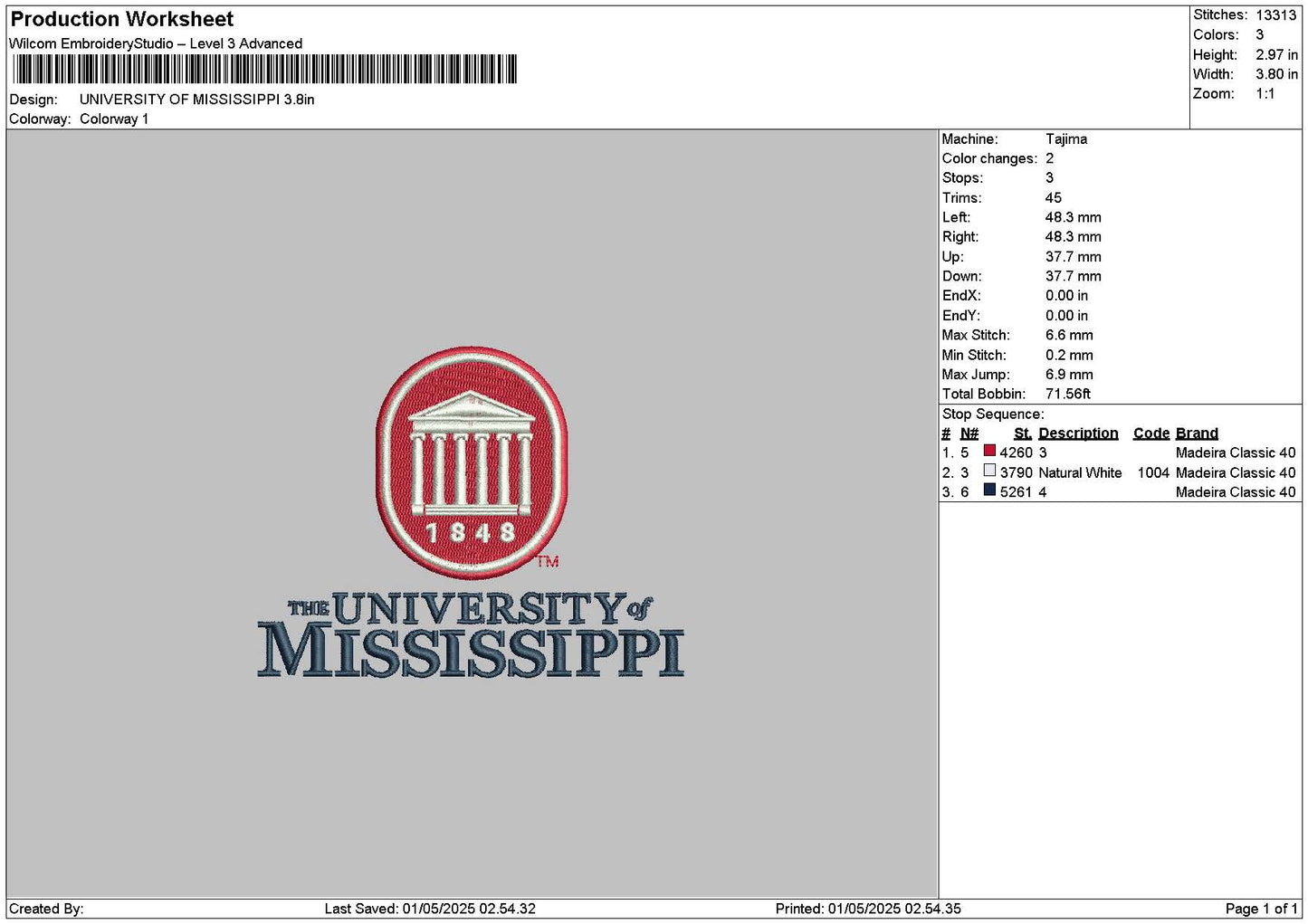 Univtext 0105 Embroidery File 6 sizes