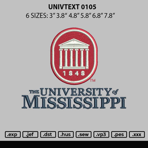 Univtext 0105 Embroidery File 6 sizes