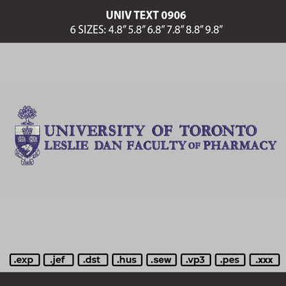 Univ Text 0906 Embroidery Machine Design File 6 sizes