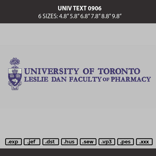 Univ Text 0906 Embroidery Machine Design File 6 sizes