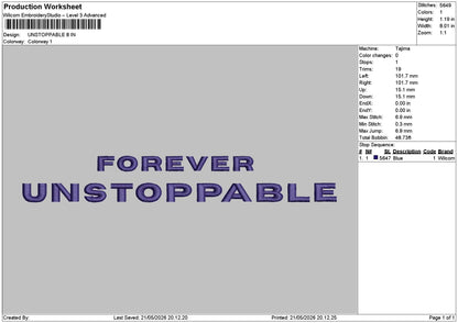 Unstoppabletext Embroidery File 6 sizes