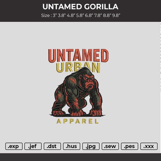 UNTAMED GORILLA Embroidery File 6 sizes
