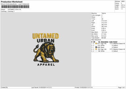 UNTAMED LION Embroidery File 6 sizes