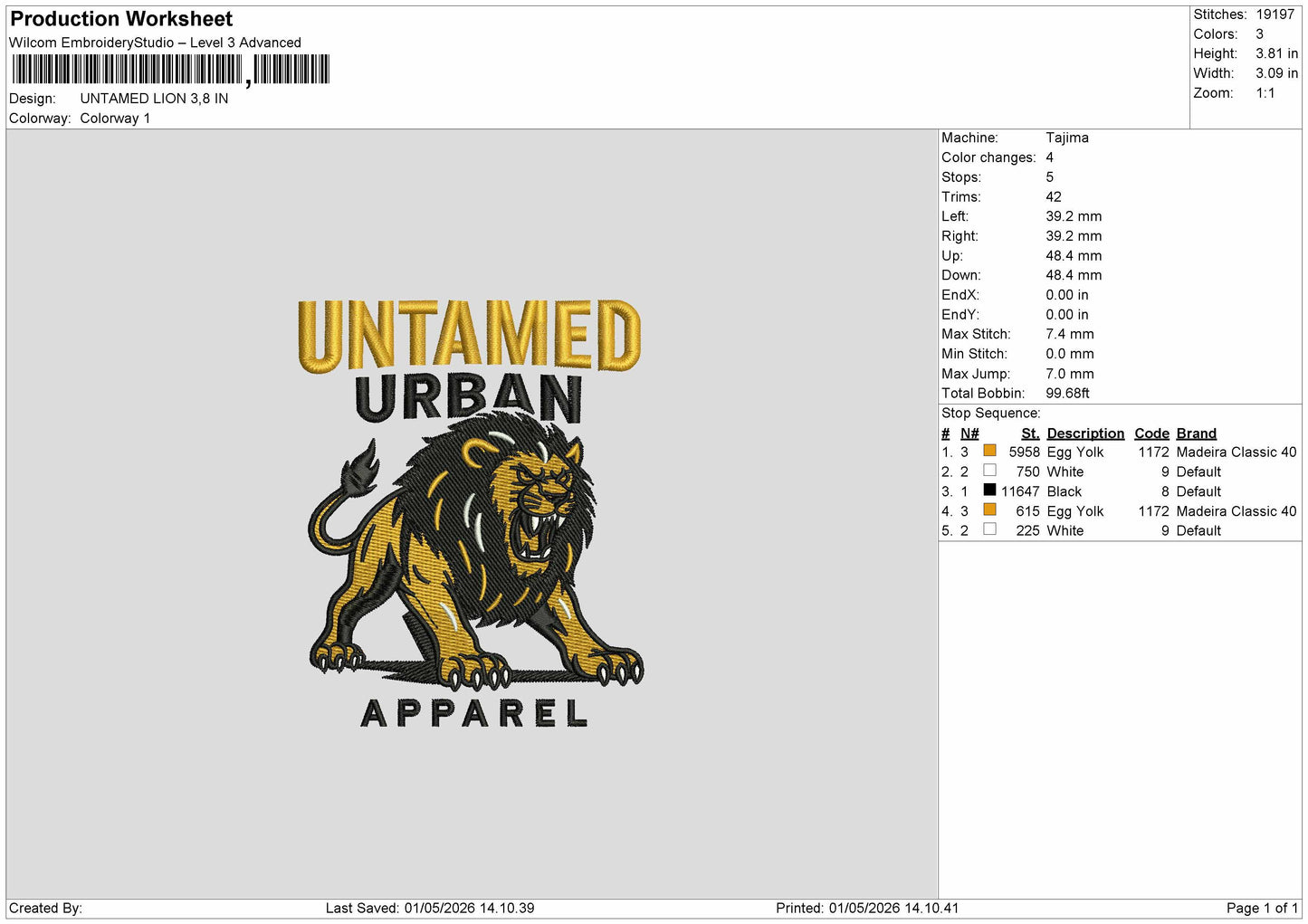UNTAMED LION Embroidery File 6 sizes