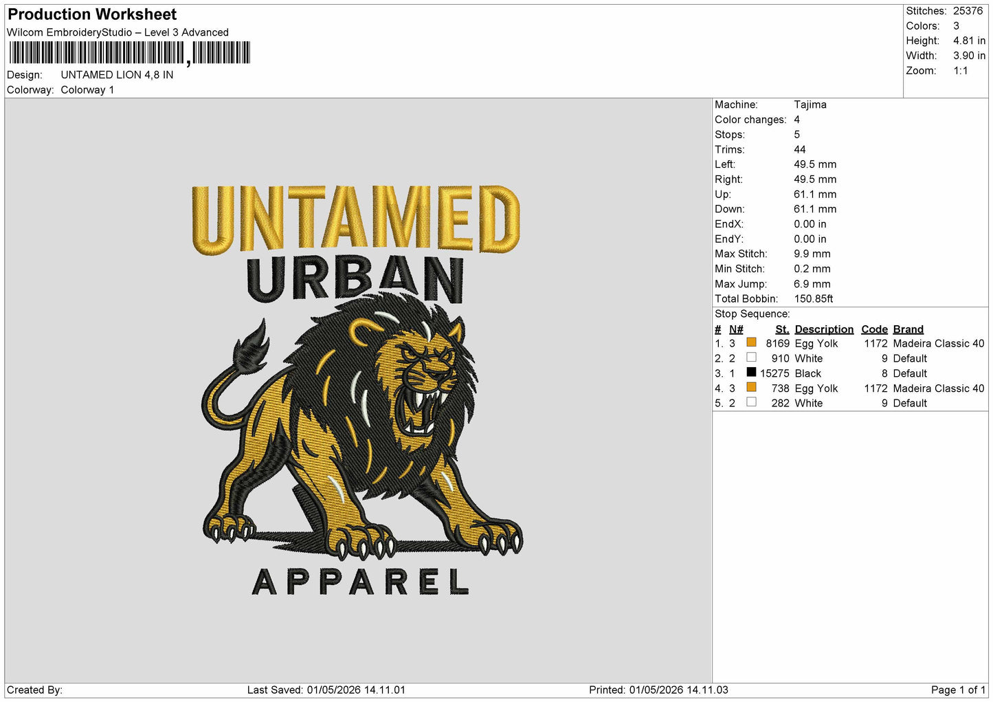 UNTAMED LION Embroidery File 6 sizes