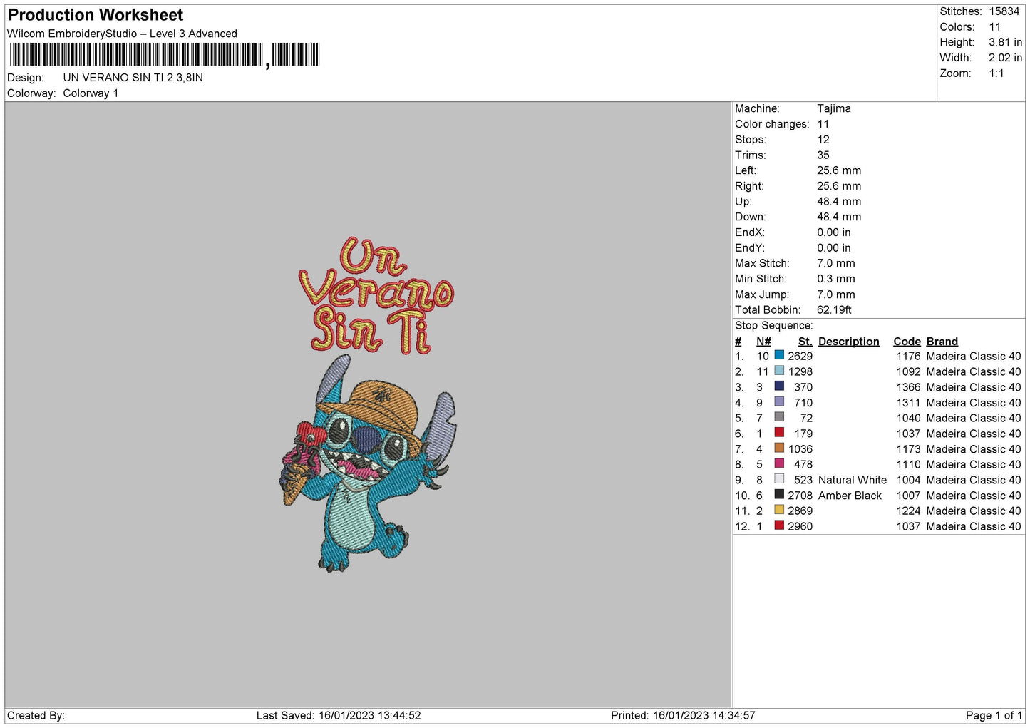 Un Verano Sin Ti 02 Embroidery File 6 sizes