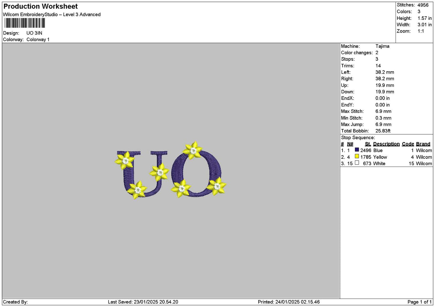 Uo Text Embroidery File 6 size