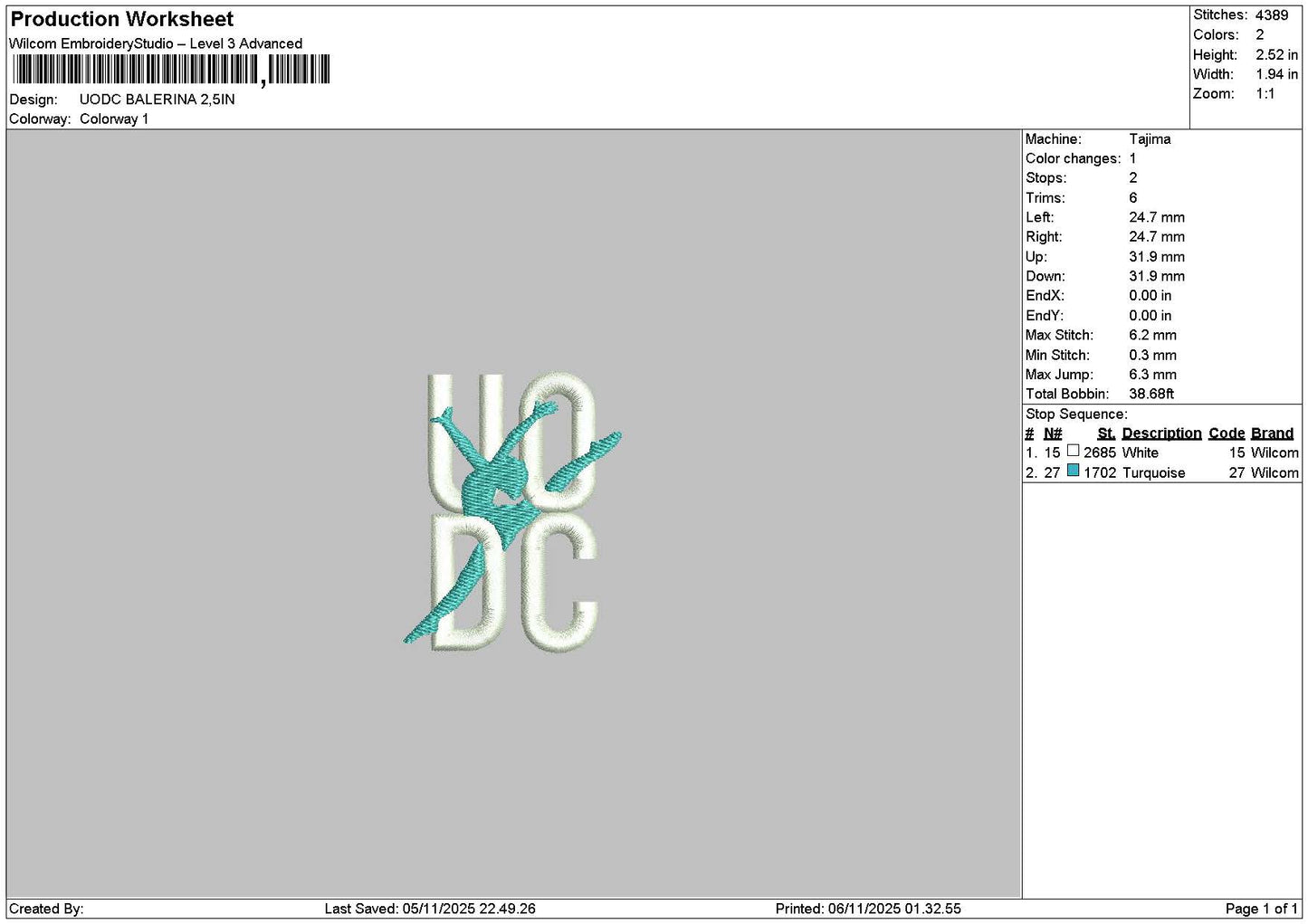 Balerinaflat 0611 Embroidery File 6 sizes