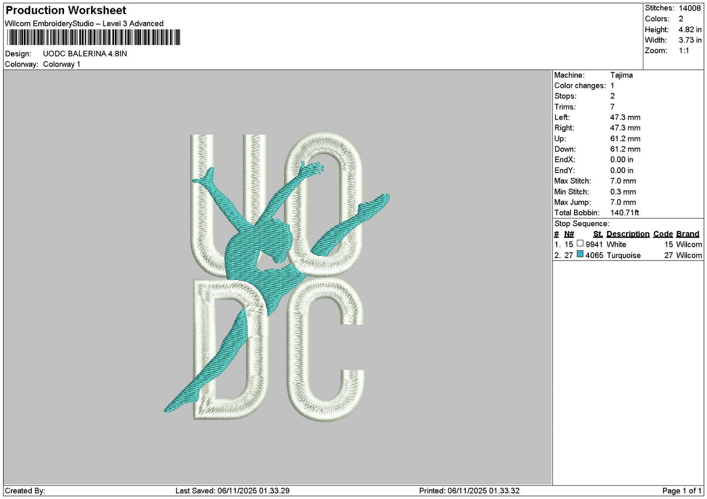 Balerinaflat 0611 Embroidery File 6 sizes