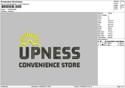 Upnesstext Embroidery File 6 sizes