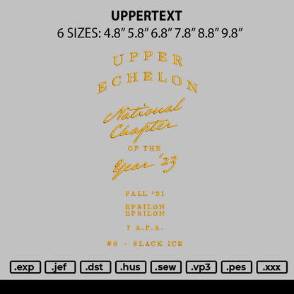 Uppertext Embroidery File 6 sizes