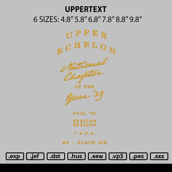 Uppertext Embroidery File 6 sizes