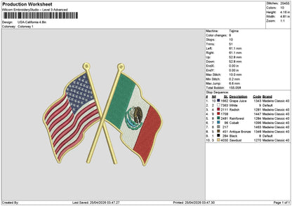 Flags 2504 Embroidery File 6 sizes