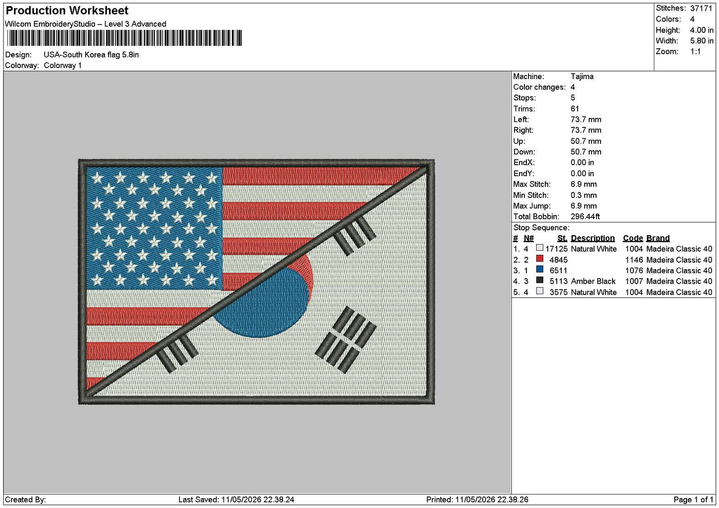 Flags 1105 Embroidery File 6 sizes