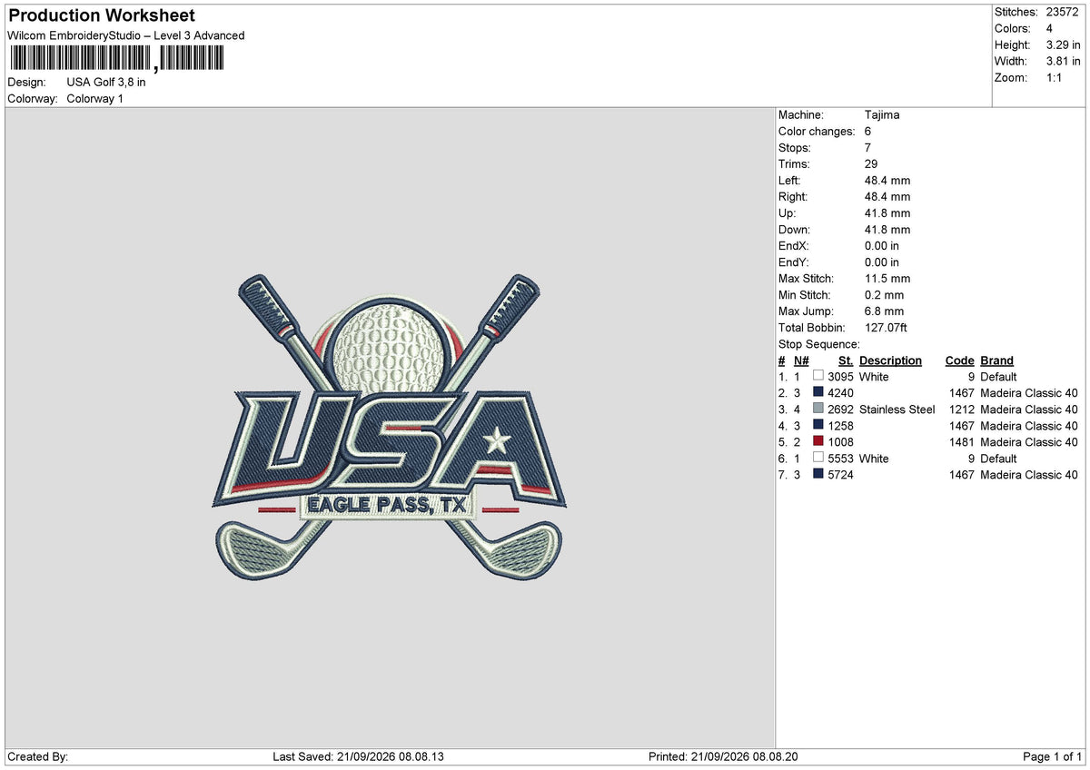 USA GOLF logo Embroidery Machine Design Files