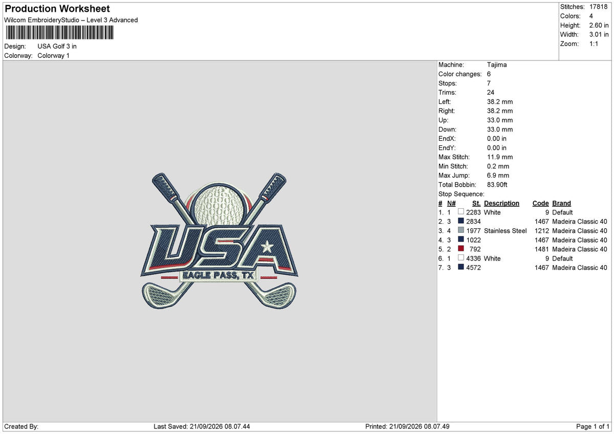 USA GOLF logo Embroidery Machine Design Files