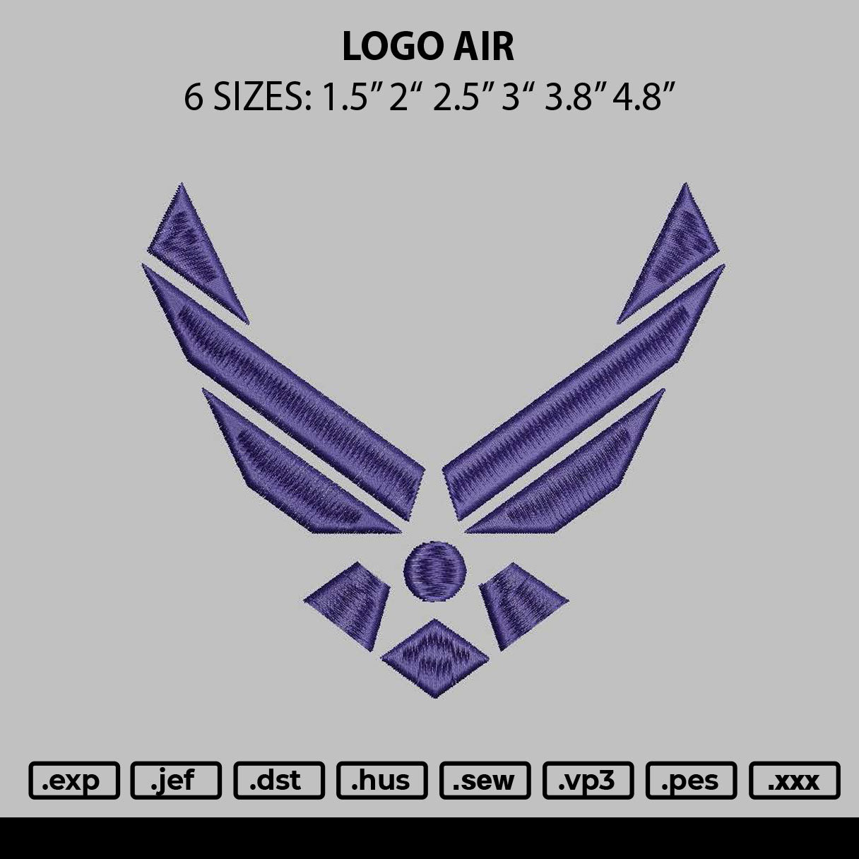 Logo Air Embroidery File 6 sizes
