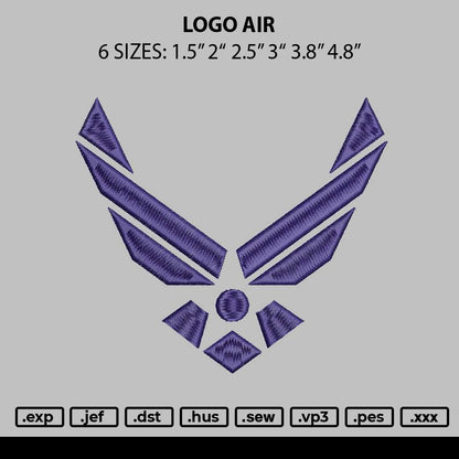 Logo Air Embroidery File 6 sizes
